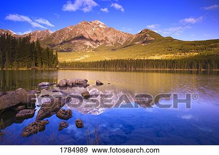 Pyramid Lake, Jasper National Park View Large Photo Image Stock Photo - Pyramid Lake, Jasper National Park. Fotosearch