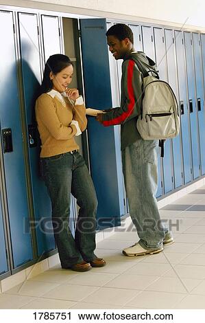 Stock Image - Students in Hallway. Fotosearch