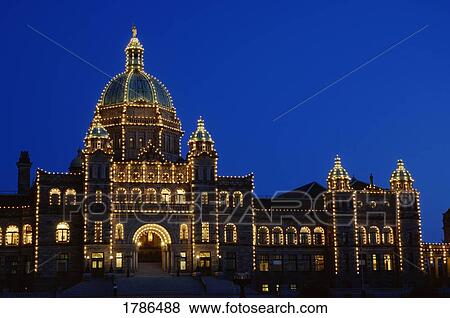 Victoria parliament building at night View Large Photo Image Stock Photo - Victoria parliament building at night. Fotosearch