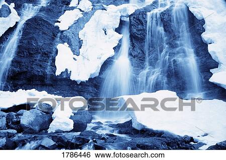Waterfall with snow View Large Photo Image Stock Photograph - Waterfall with snow. Fotosearch