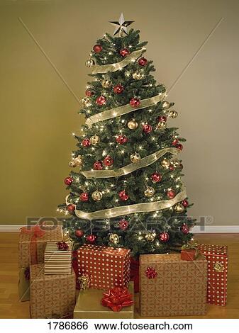Christmas tree with presents View Large Photo Image Stock Photograph - Christmas tree with presents. Fotosearch