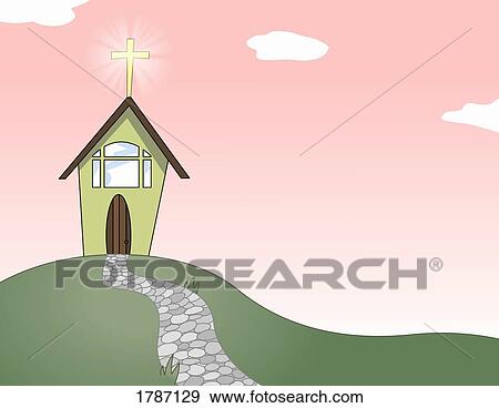 Stock Photo - Church on hill. Fotosearch