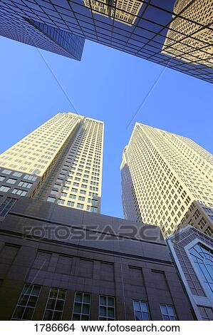 Picture - Low angle skyscrapers. Fotosearch