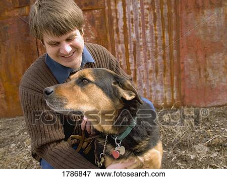 Stock Photo - Man and dog. Fotosearch