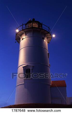 Nobska Lighthouse at dusk, Cape Cod. View Large Photo Image Stock Photo - Nobska Lighthouse at dusk, Cape Cod.. Fotosearch