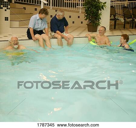 Senior group in swimming pool View Large Photo Image Stock Photography - Senior group in swimming pool. Fotosearch