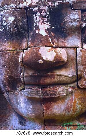 Stock Photo - Stone statue, Angkor Thom, Cambodia. Fotosearch
