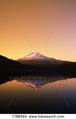 Picture - Sunset at Trillium Lake, Mt. Hood. Fotosearch