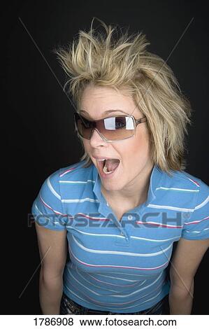 Stock Photo - Woman with blond hair. Fotosearch