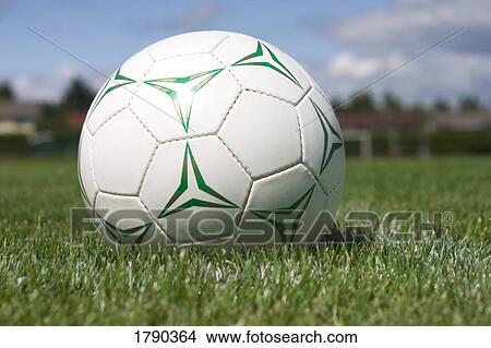 Picture - A soccer ball on field. Fotosearch