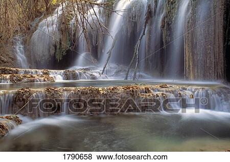 Cascading Havasu waterfall View Large Photo Image Stock Photo - Cascading Havasu waterfall. Fotosearch