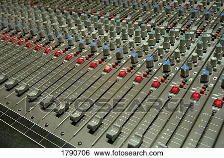Controls on a sound board View Large Photo Image Stock Photograph - Controls on a sound board. Fotosearch