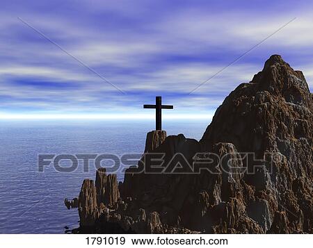 Cross on a rugged hillside View Large Photo Image Stock Photo - Cross on a rugged hillside. Fotosearch