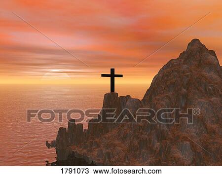 Cross on rugged hillside View Large Photo Image Stock Image - Cross on rugged hillside. Fotosearch