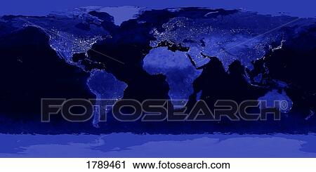Stock Image - Earth lights at night. Fotosearch