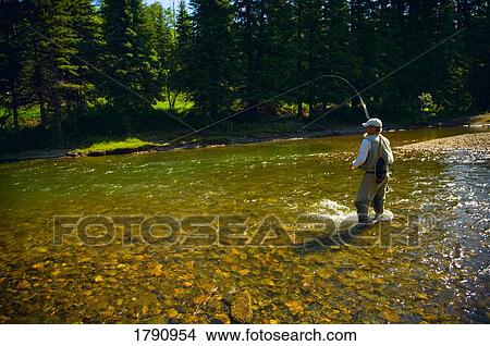 Fly fishing in a stream View Large Photo Image Picture - Fly fishing in a stream. Fotosearch