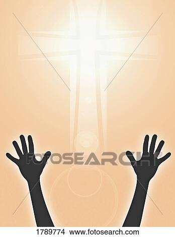 Hands Raised to Cross View Large Photo Image Picture - Hands Raised to Cross. Fotosearch