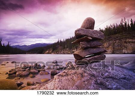 Inukshuk riverside View Large Photo Image Stock Image - Inukshuk riverside. Fotosearch
