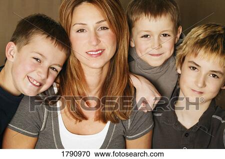 Stock Image - Parent with children. Fotosearch