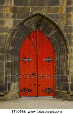 Stock Photo - Red castle door. Fotosearch
