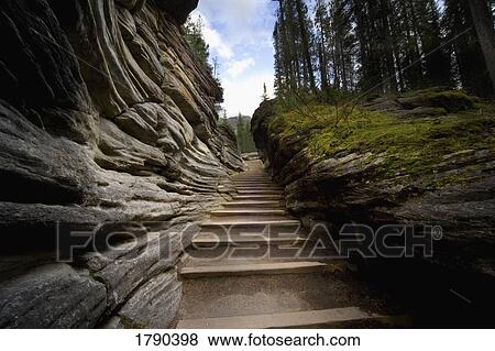 Stock Photo - Staircase between rocks. Fotosearch