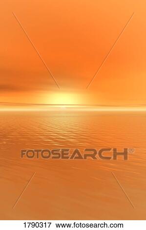 Stock Photo - Sunset over water. Fotosearch