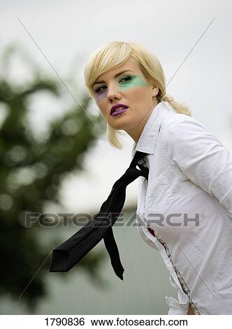 Stock Photograph - Woman with necktie. Fotosearch