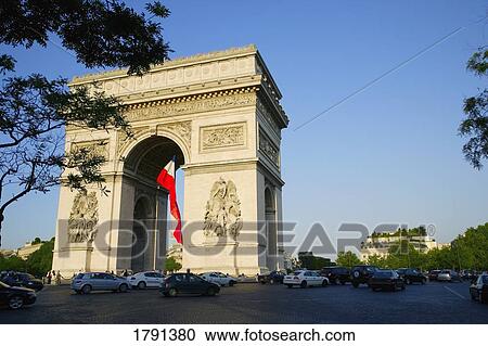 Stock Image - Arc De Triomphe on the Champs-Élysées. Fotosearch