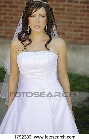 Stock Image - Bride in wedding dress. Fotosearch