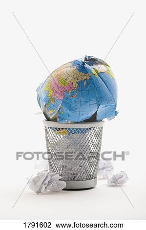 Broken globe in garbage can View Large Photo Image Stock Image - Broken globe in garbage can. Fotosearch
