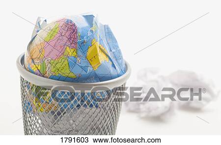 Broken globe in garbage can View Large Photo Image Stock Image - Broken globe in garbage can. Fotosearch