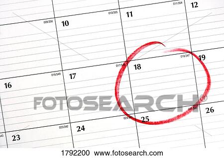 Calendar with date circled in red View Large Photo Image Stock Image - Calendar with date circled in red. Fotosearch