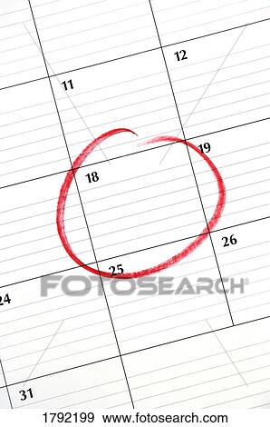 Stock Photo - Circled day on calendar. Fotosearch