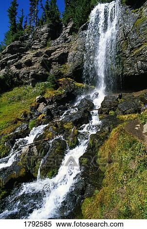 Stock Photography - Crooked Creek Falls, Mount Adams Wilderness area. Fotosearch