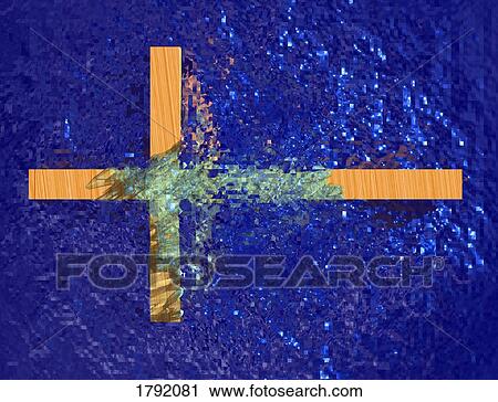 Stock Image - Cross in water. Fotosearch