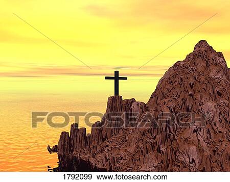 Cross on mountain peak View Large Photo Image Stock Photo - Cross on mountain peak. Fotosearch