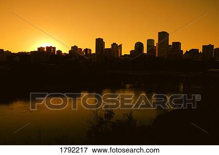 Stock Photo - Edmonton skyline at night. Fotosearch