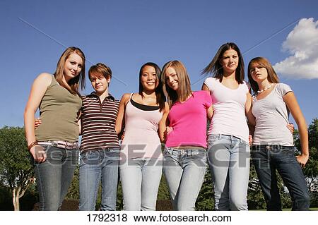 Stock Photo - Group of teenage girls. Fotosearch