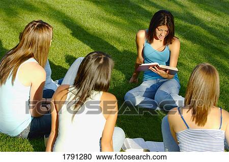 Group of young women studying View Large Photo Image Stock Image - Group of young women studying. Fotosearch