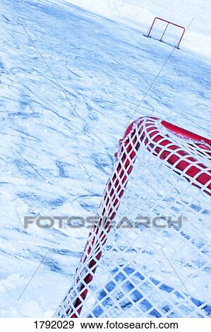Hockey nets on pond View Large Photo Image Stock Photo - Hockey nets on pond. Fotosearch