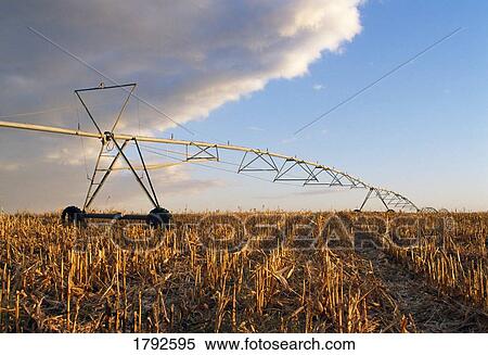 Stock Photography - Irrigation equipment in a field of stubble. Fotosearch