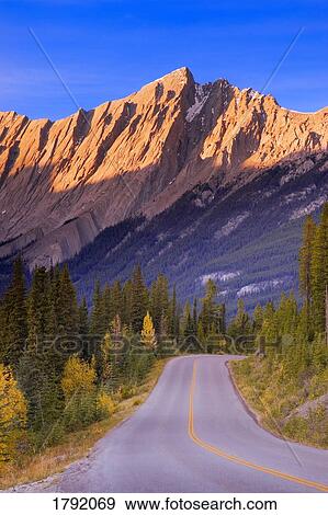 Stock Photo - Medicine Lake Highway in Jasper National Park. Fotosearch