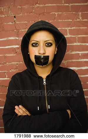 Mouth covered with tape View Large Photo Image Stock Photo - Mouth covered with tape. Fotosearch