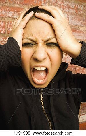 Woman screaming View Large Photo Image Stock Photo - Woman screaming. Fotosearch