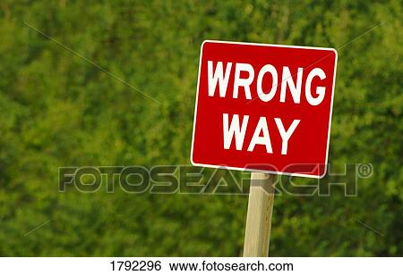 Stock Photograph - Wrong way sign. Fotosearch