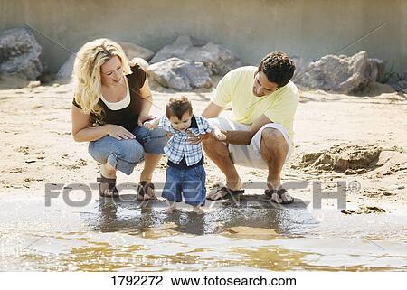 Young family on beach View Large Photo Image Stock Image - Young family on beach. Fotosearch