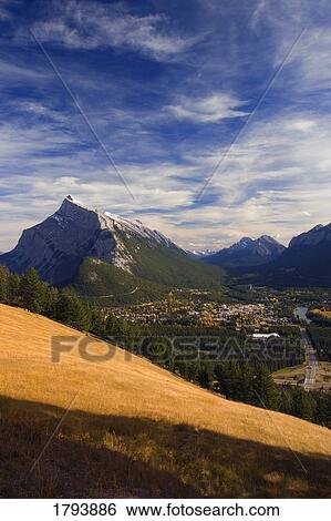 Stock Photograph - Banff and Mount Rundle in Alberta. Fotosearch