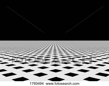 Picture - Black and white floor checkered floor. Fotosearch