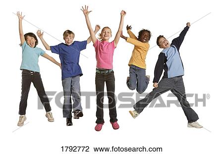 Stock Image - Children jumping. Fotosearch