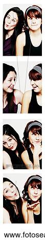 Girlfriends in a photo booth View Large Photo Image Stock Image - Girlfriends in a photo booth. Fotosearch